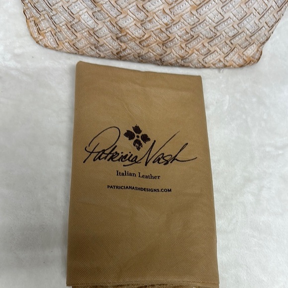 PATRICIA NASH White & Brown BRAIDED STITCH Leather MARCELLINA Hobo Bag - Picture 2 of 16